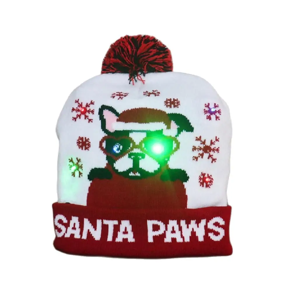 

Good LED Hat High Elastic 4 Styles Beanie Hat Lovely Cartoon LED Hat Xmas Gift