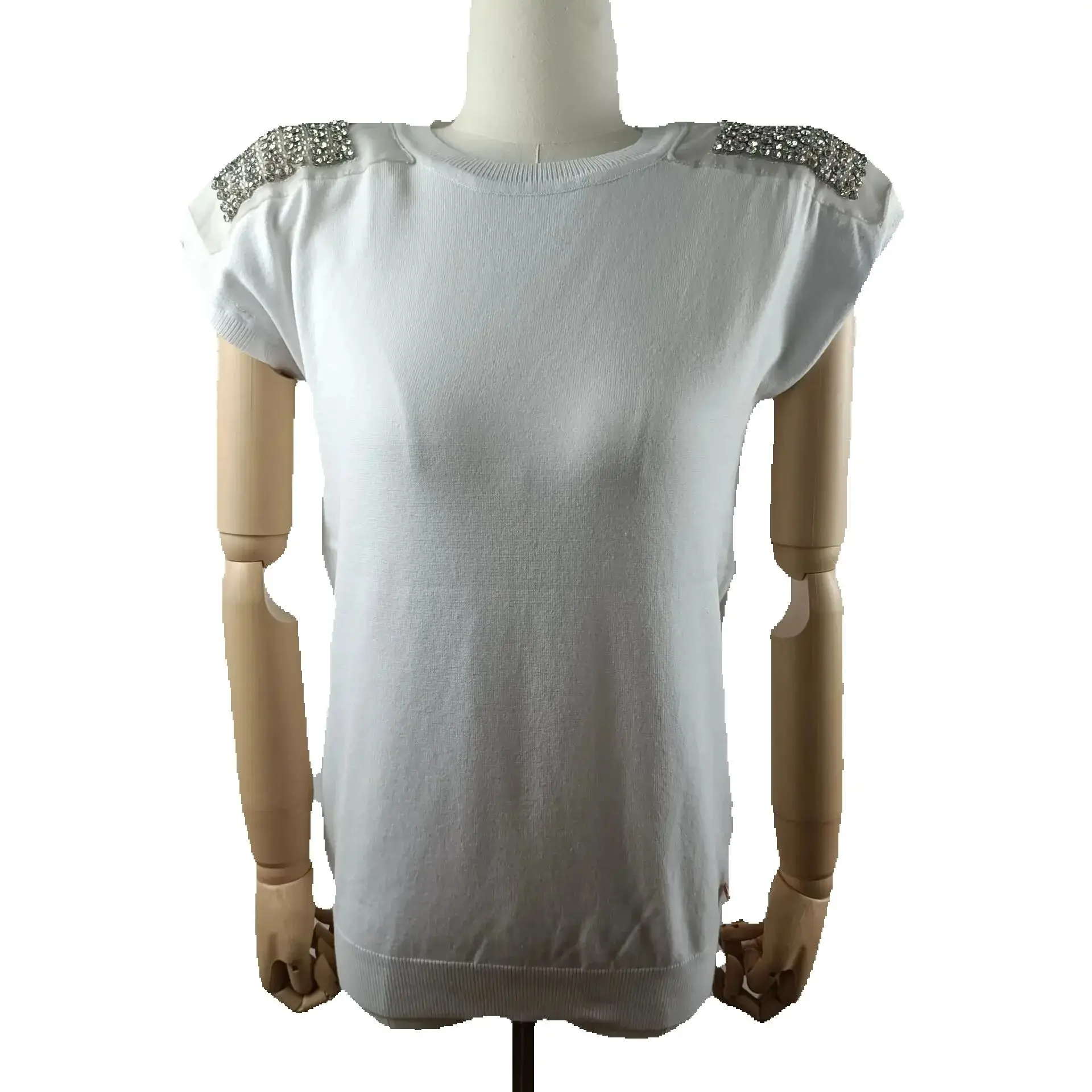 Abbigliamento estivo da donna Y2k senza maniche o collo con perle canottiere Camis Crop Vintage Cool Girl maglia moda coreana maglione Tee