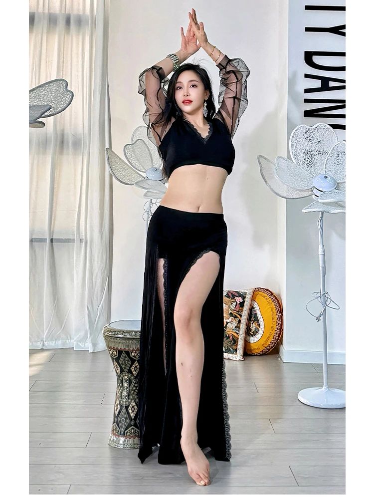 customized belly dance costumes practice suit Modal lace set sexy charming soft and comfortable spicy girl outfit top and skirt