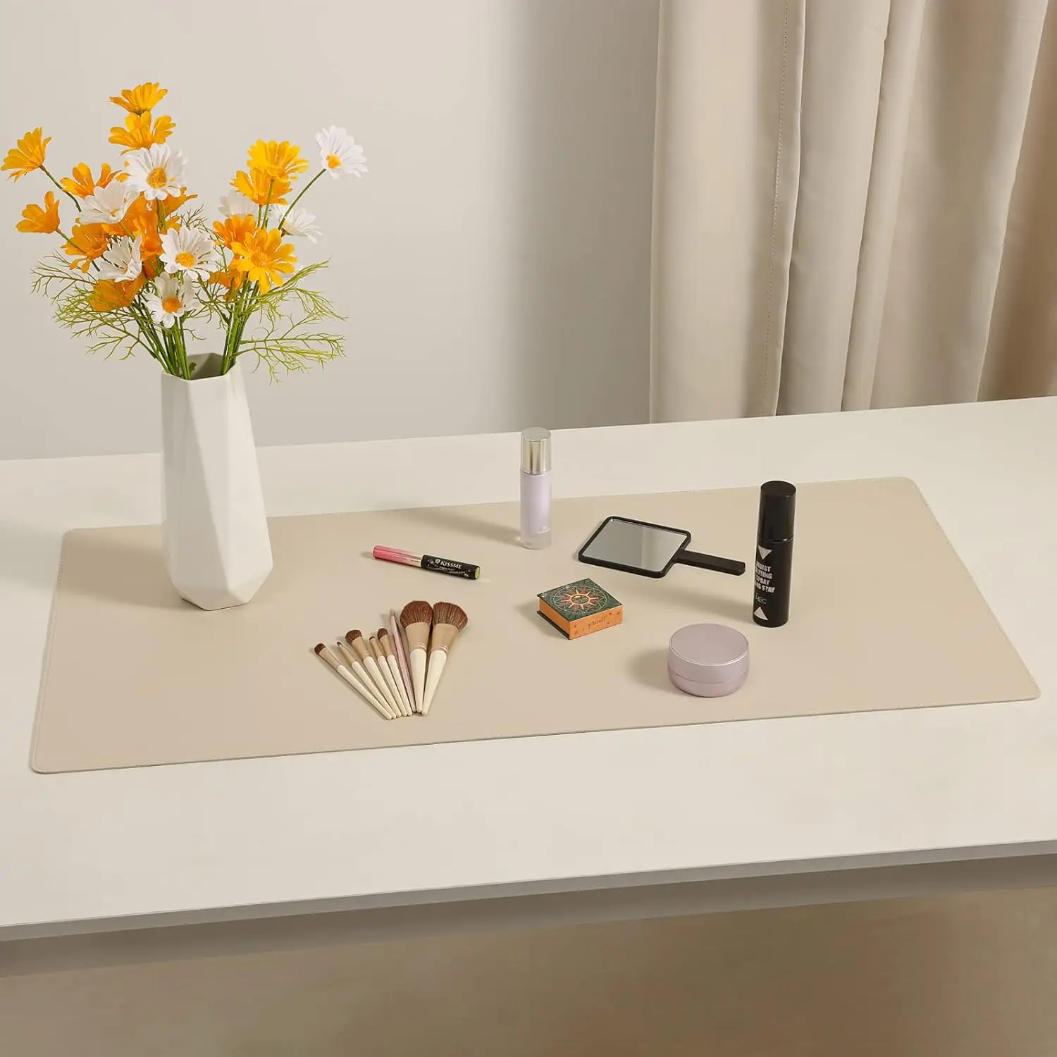 

Кожаный коврик для стола 36x17 дюймов, водонепроницаемый, нескользящий, для клавиатуры и мыши, для офиса и дома, цвет слоновой кости