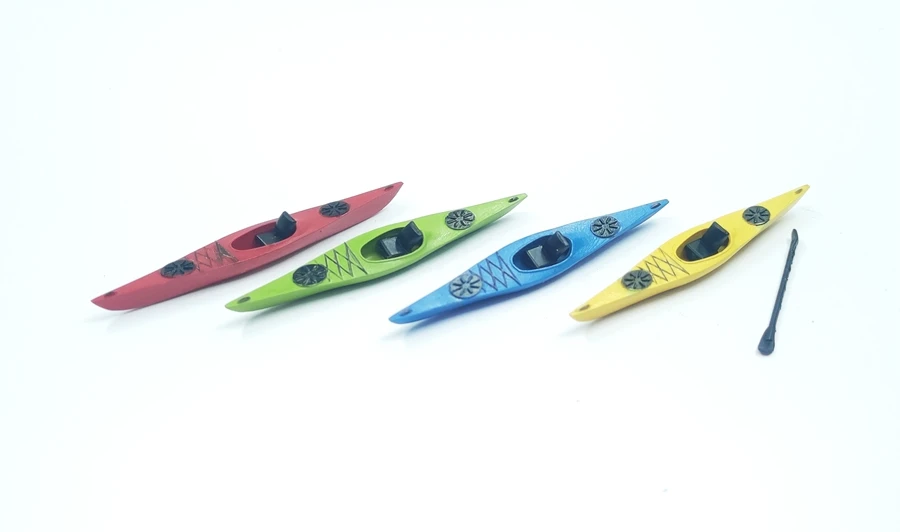 1PCS 1: 64 Ship Model Manual Simulation Single Kayak Color Camper Fishing Adventure Inflatable Boat