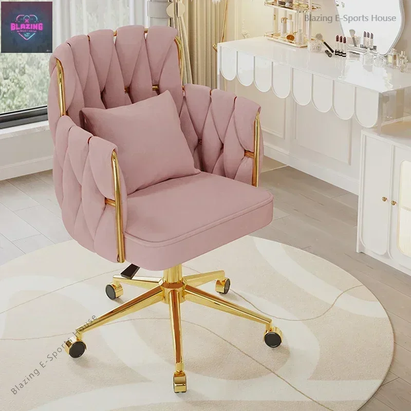 Light Luxury flannel Desk Chair Comfortable Chairs For Nail Salon Modern Backrest Dressing Table Armchair Furniture Living Room