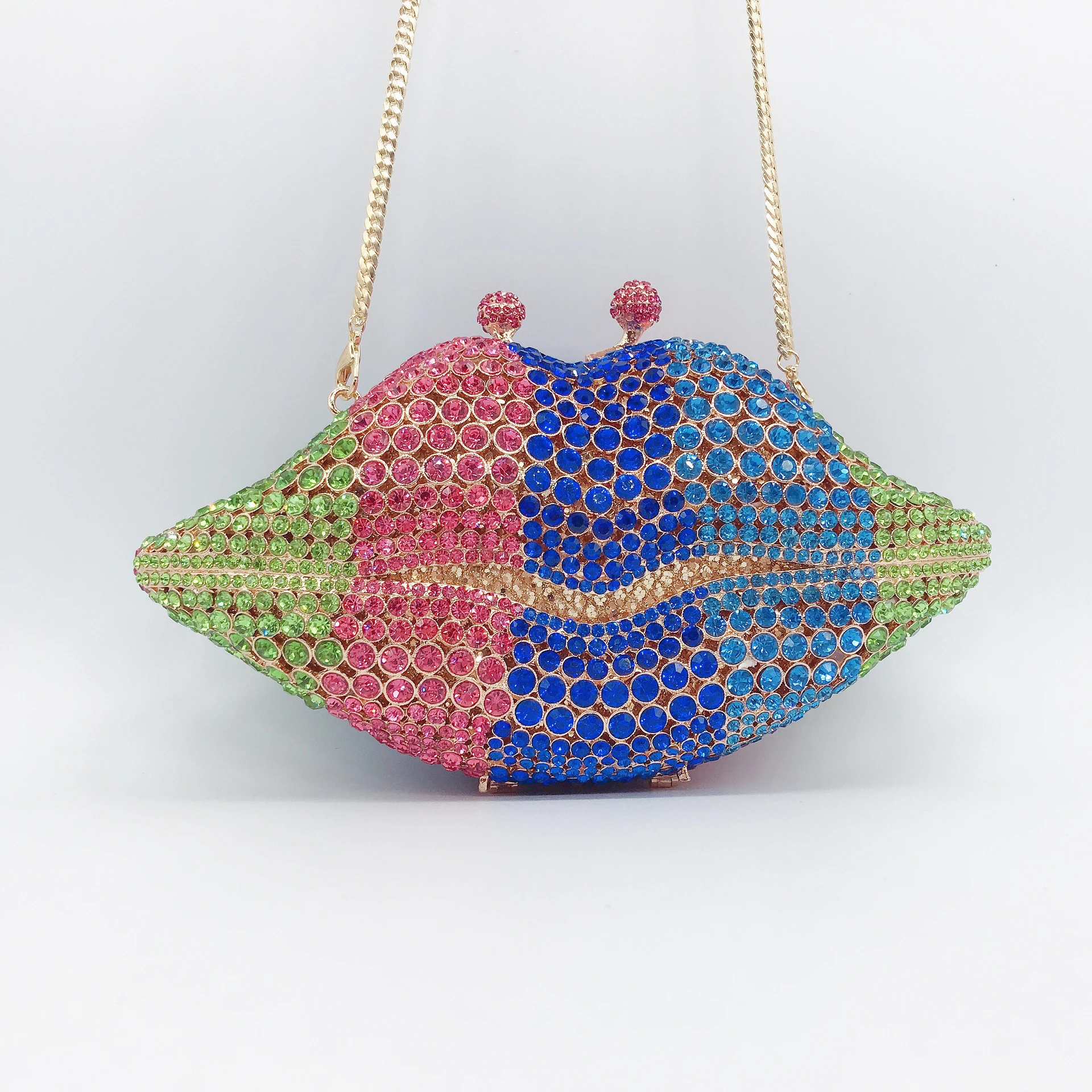 

WHTUOHENG Women's Colorful Crystal Evening Clutch Bag Diamond Hard Metal Box Handbag For Wedding Party Bags Rhinestone Handbags