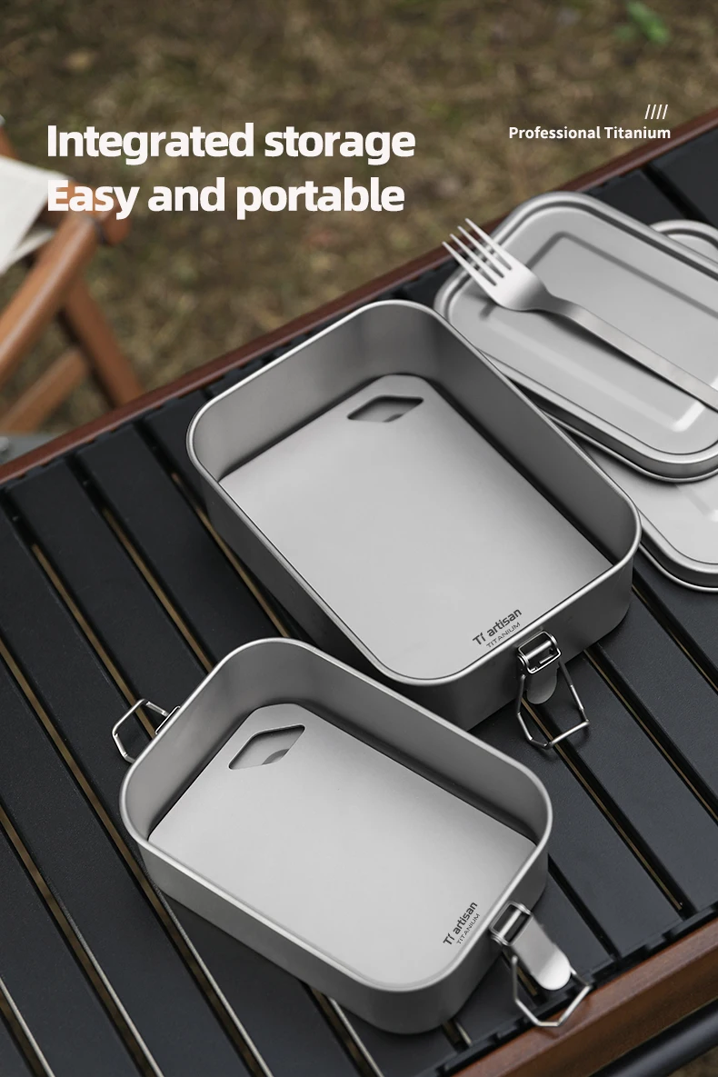Tiartisan Reines Titan Mini-Schneidebrett für Outdoor-Camping, Tragbares Doppelseitiges Lebensmittelechtes Obst- und Fleisch-Schneidebrett – Detail 7