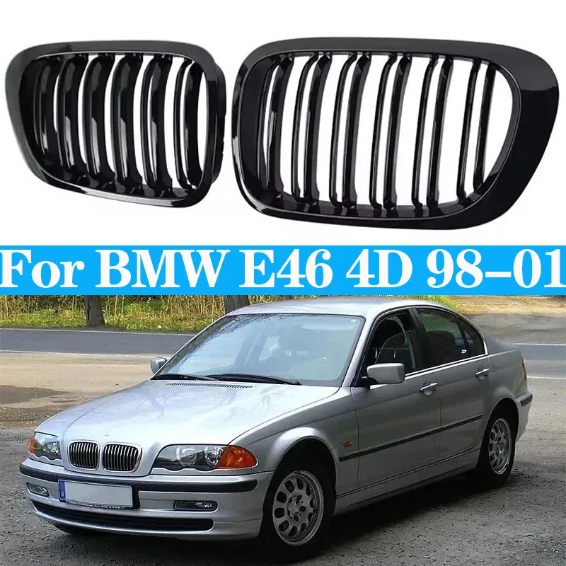 

Car Front Bumper Kidney Grill GrilleRacing Grills Gloss Black Grilles For BMW 3 Series E46 4-Door 4D 4DR 1998-2001 Accessories