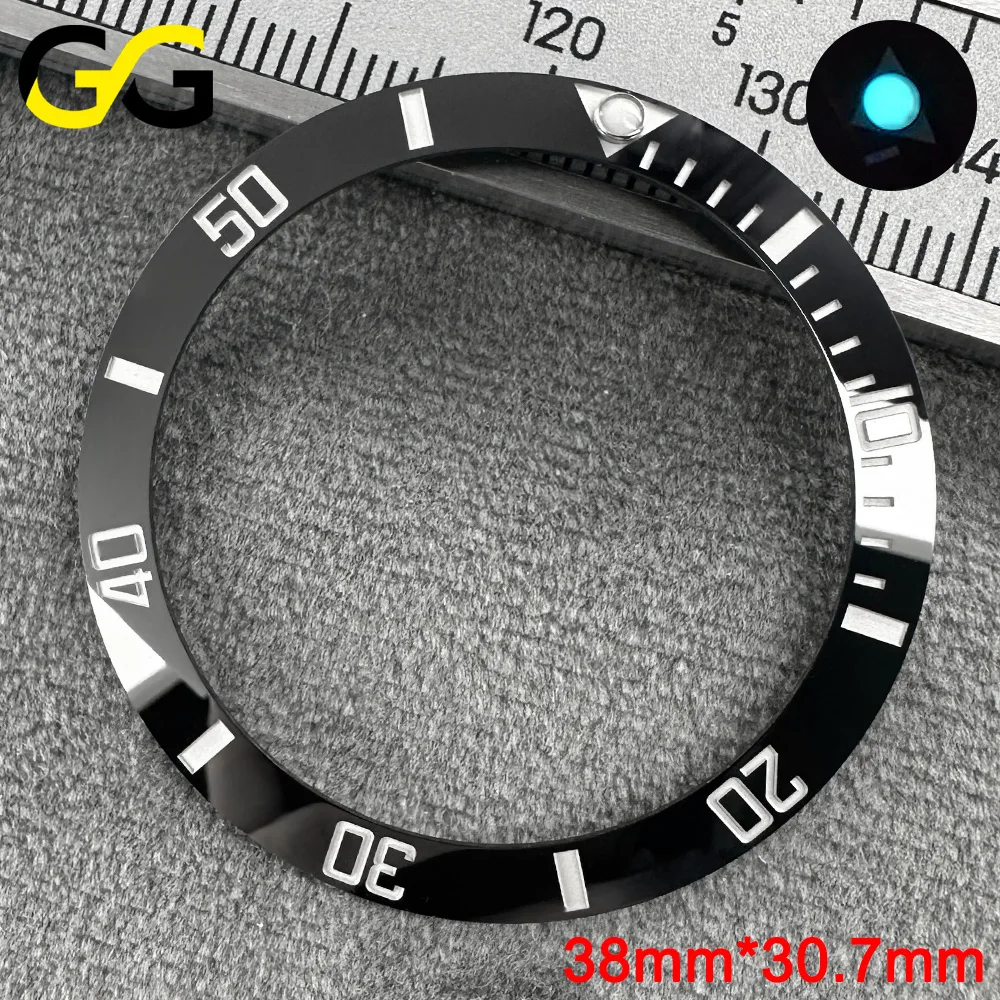 38mm * 30,7mm/38,5mm * 31mm Keramik-Lünette SUB Hochwertige Uhrenteile Zubehör Abgeschrägte Blaue Leuchtmasse – Detail 9