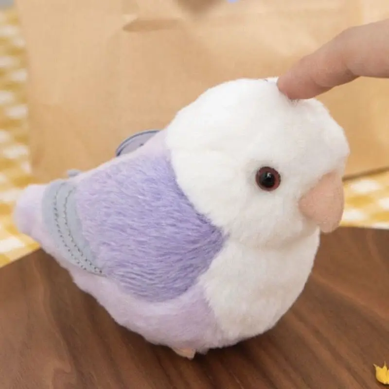 Cute Plush Parrot  Bird Toy Purple Budgerigar Pendant Soft Stuffed Doll with Keychain Kid Gift