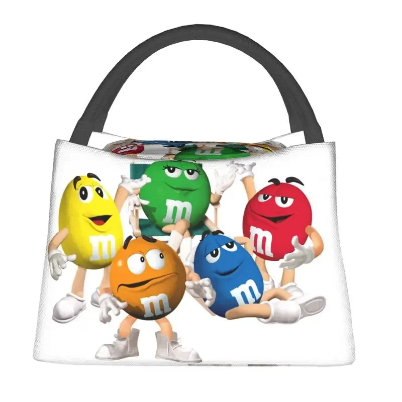 M & M Chocolate Candy Insulated Lunch Bags for Women Portable Cartoon Character Cooler Thermal Bento Box Office Picnic Travel