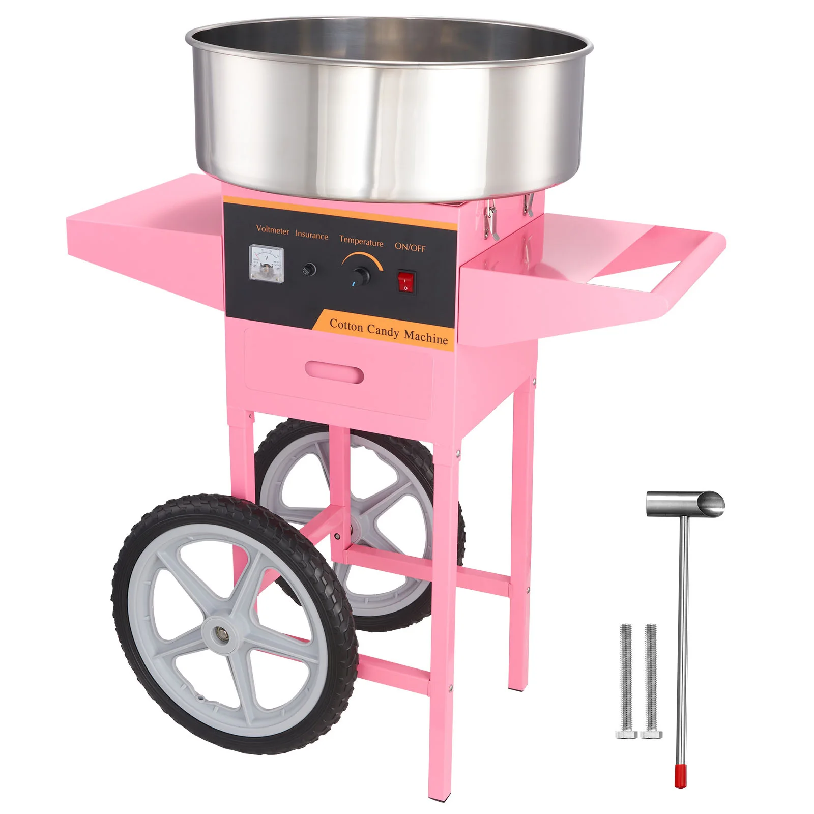 VEVOR Electric Cotton Candy Machine with Cart 1000W Commercial Floss Maker w/Bowl Sugar Scoop Drawer for Home Birthday Party