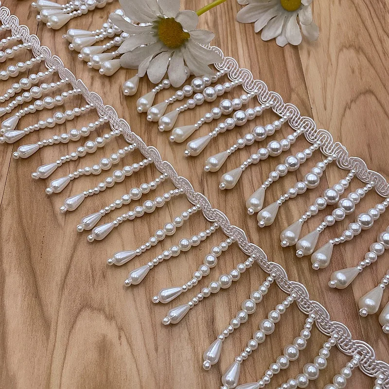 

Handmade Beaded Fringe Lace DIY Bead Curtain Clothing Decoration Accessories Water Drop Pendant Fringe Pearl
