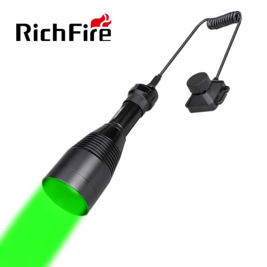 New Richfire Zooming Dimmable LED Flashlight Red/Green 800LM Torch Light by 18650 Battery for Camping,Hiking,Self Defense