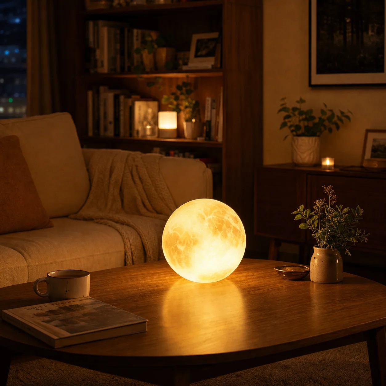 WWPPU 3D Moon Lamp RGB 16 Colors Touch Control Rechargeable Night Light Sphere Ambient Desk Lamp for Bedside Table