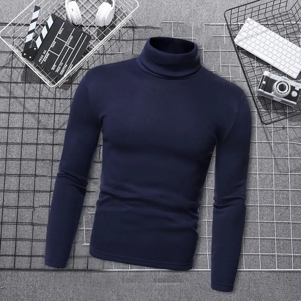 T-shirt a collo alto da uomo autunno inverno Slim Fit Fashion High Elastic manica lunga in cotone Casual traspirante abbigliamento Pullover Bottom