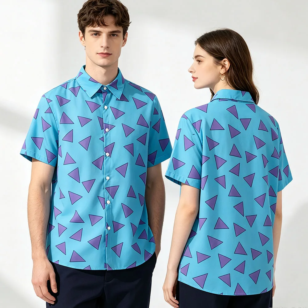 Camisa Cosplay Rockos Modern Life Unissex de Manga Curta com Botões, Roupas Casuais para Homens e Mulheres, Blusa Solta para Casais