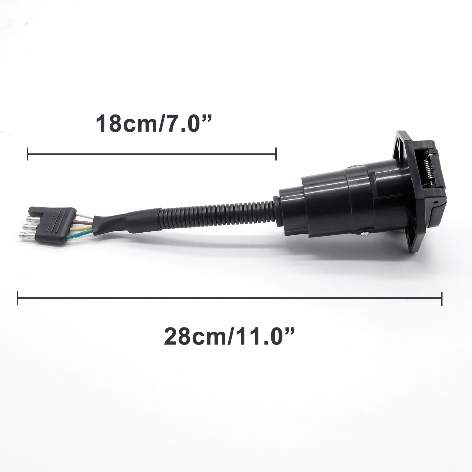 4 Way Flat to 7 Way Round Blade Pin Trailer Adapter Reverse Wiring Plug Cable Socket Connector with Mounting Bracket Accessories