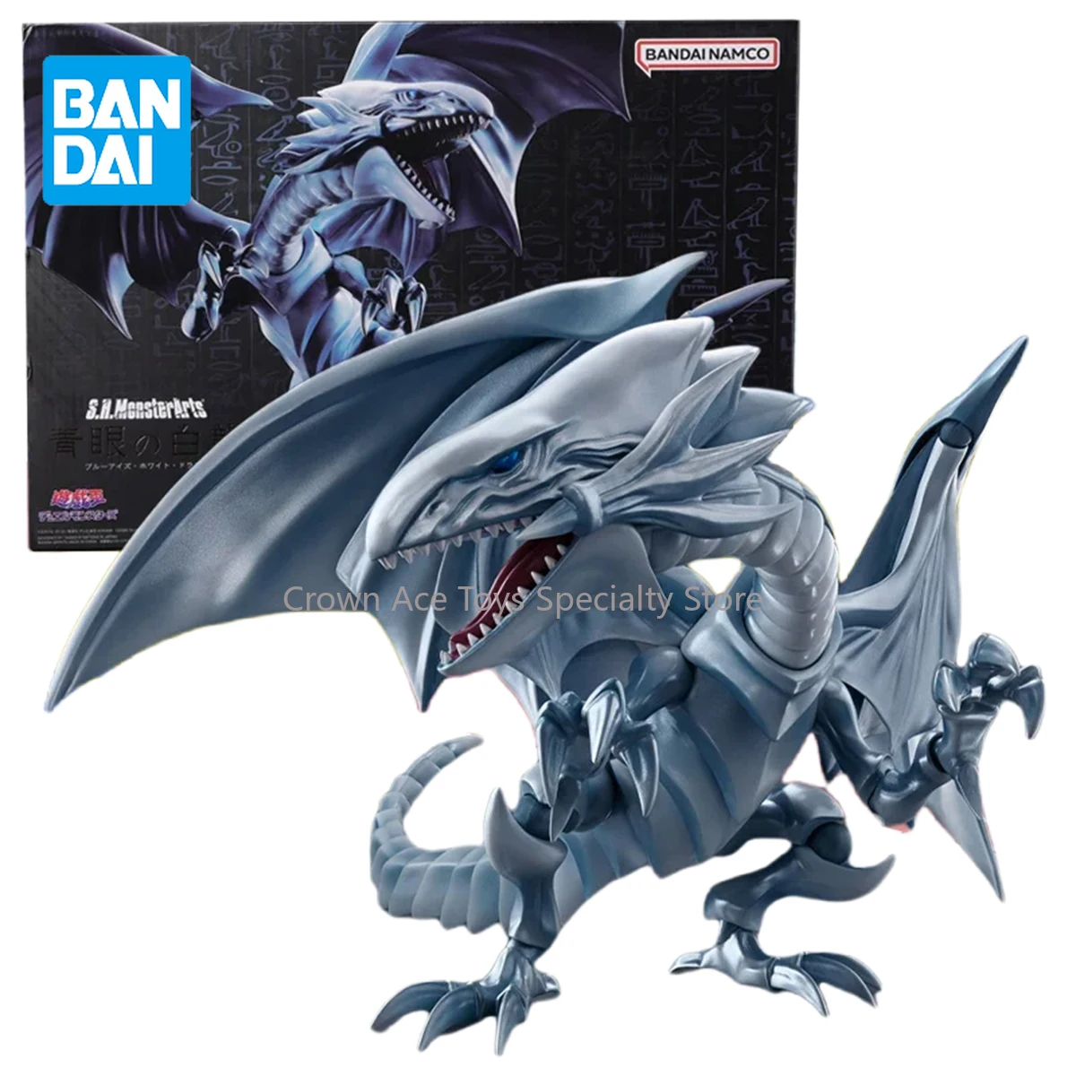 Bandai Yu-Gi-Oh Duel Monsters S.H.MonsterArts SHM Blue-Eyes White Dragon Anime Action Figure Finished Model Kit Toy Gift For Kid