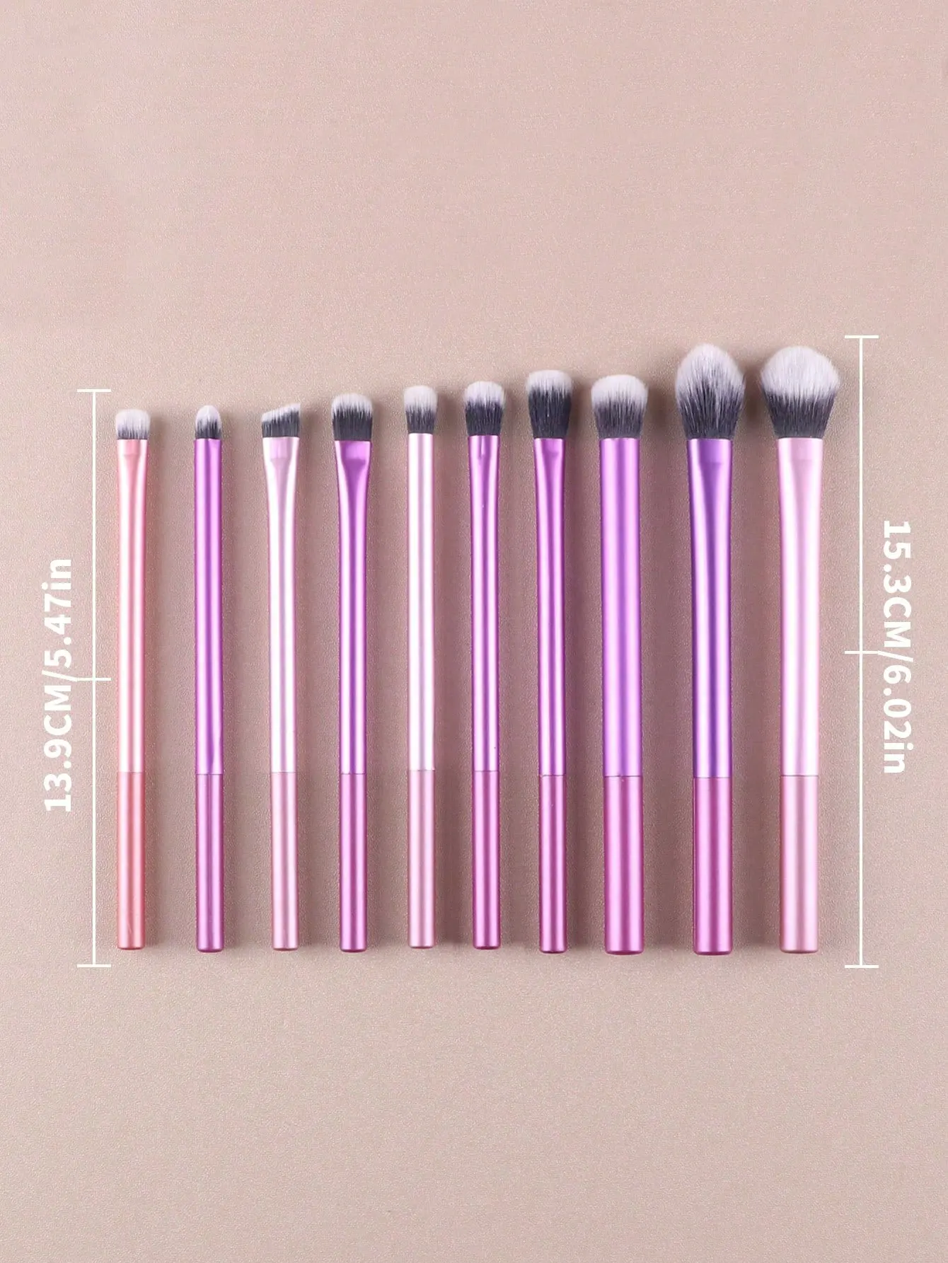 10 szt. Nowy wielokolorowy pędzel z włosia włóknistego Pędzel do makijażu do cieni do powiek i kosmetyków kosmetycznych, przenośny