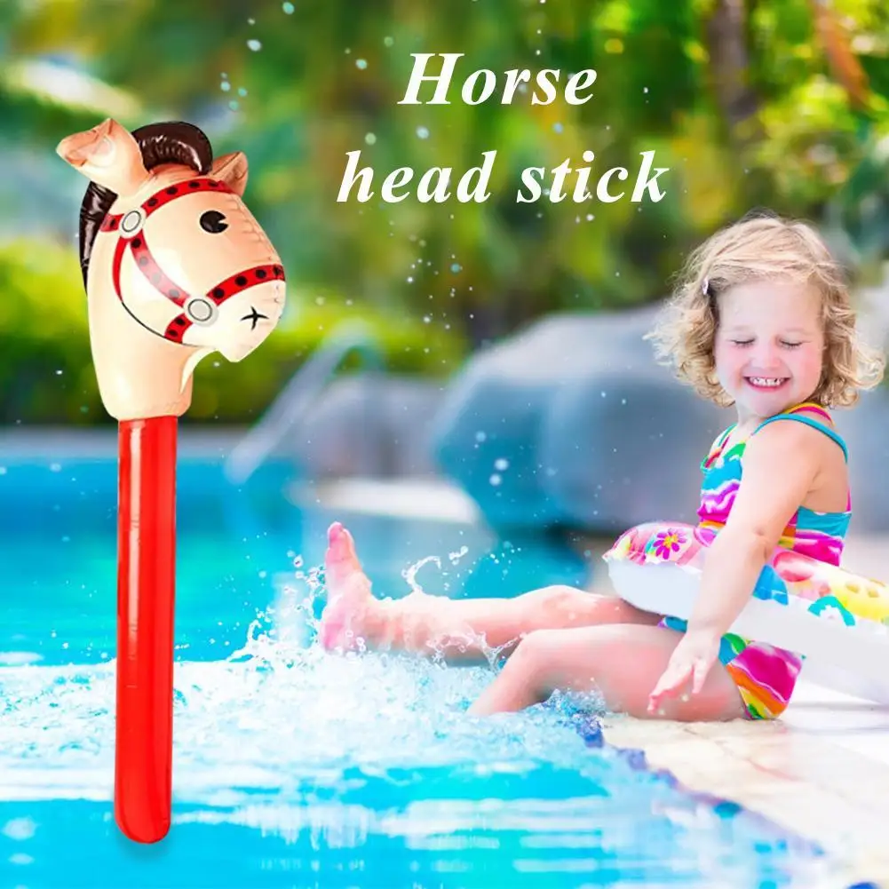 Practical Multi-functional Classic PVC Inflatable Horse Head Stick Ride-on Animal Toy for Kid Plaything Party Decor