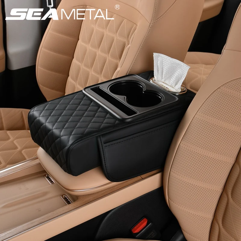 SEAMETAL Car Arm Rest Extension Cushion Multifunctional 7.5CM Thicken Center Console Box Cushion Elbow Support Pad Car Organizer