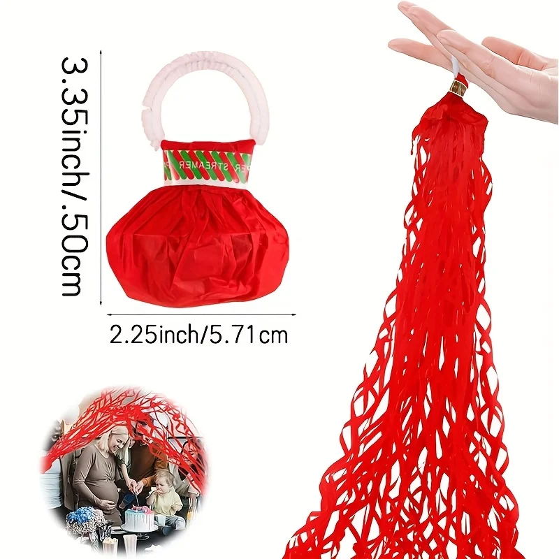 Red Hand Throwing Streamers Confetti Red Confetti Popper Hand Throwers No Mess Magic Paper Crackers Festive Atmosphere Enhancer