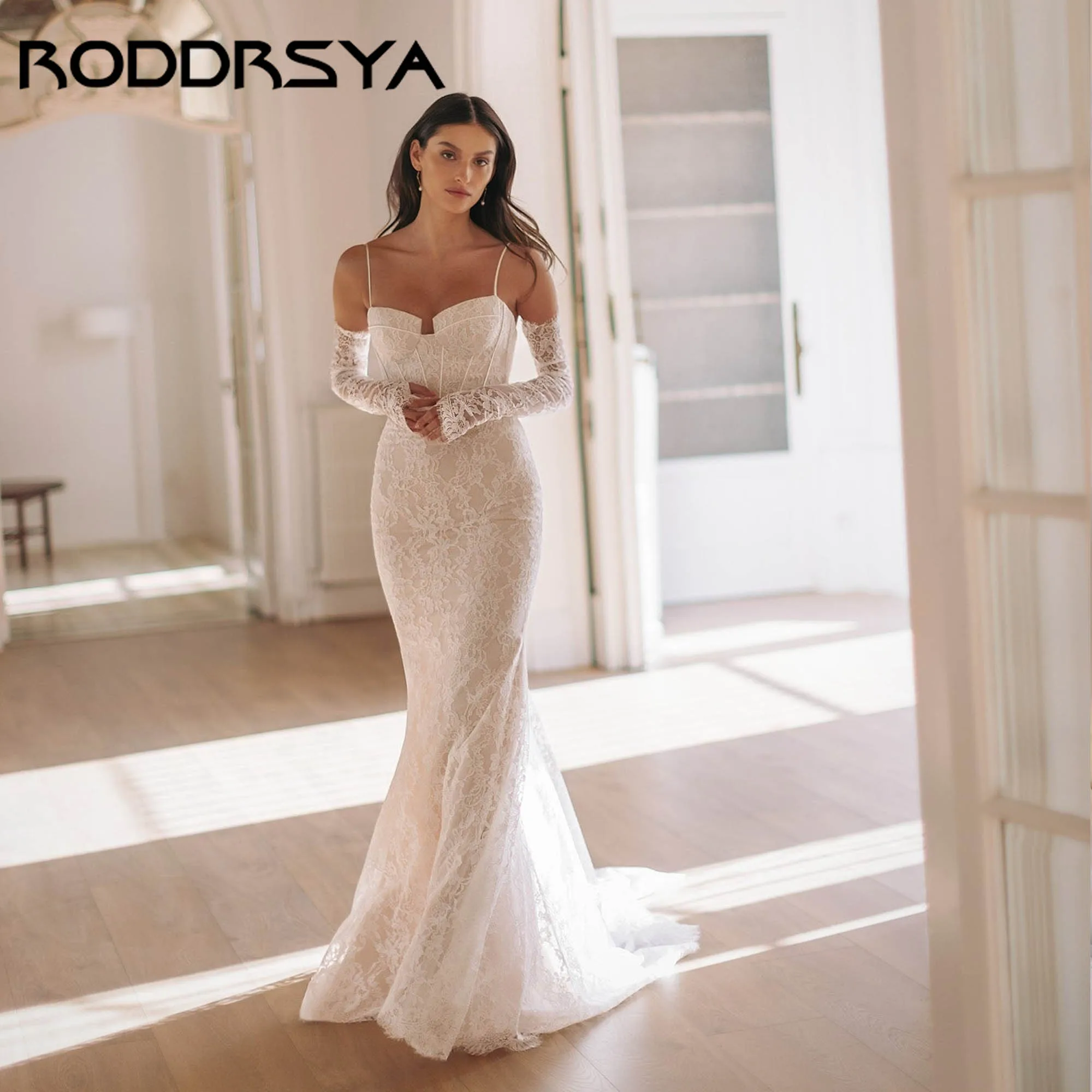 

RODDRSYA Lace Wedding Dress 2025 Elegant Mermaid Spaghetti Straps Bridal Gowns Backless Sweetheart vestidos de novia Customized