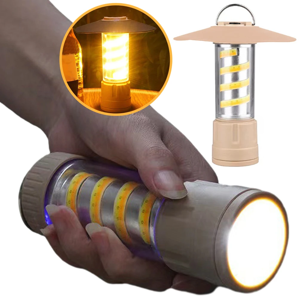 

LED Portable Flashlight 5 Light Modes USB Rechargeable Camping Atmosphere Light Dimmable Hangable for Outdoor Fishing Emergency