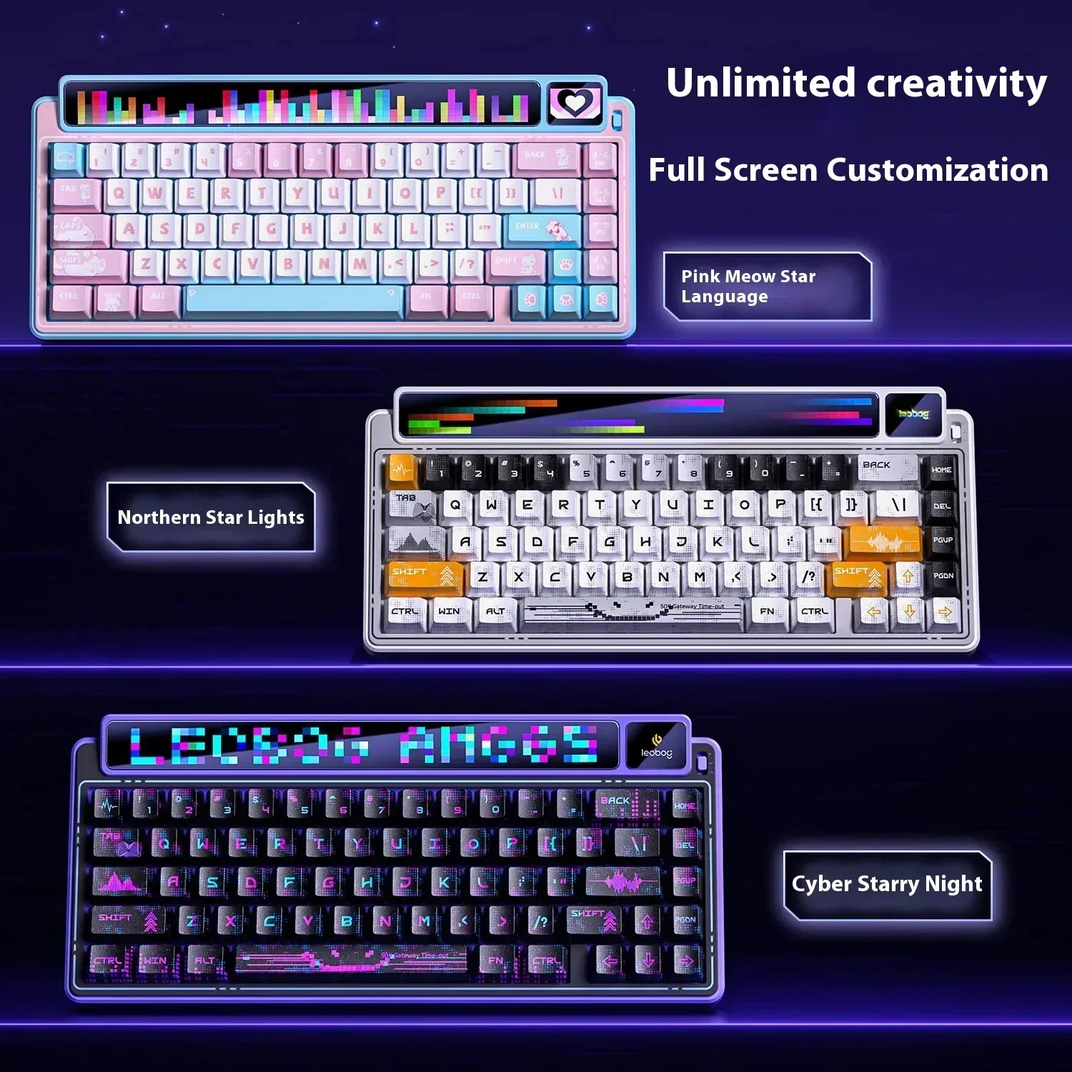 LEOBOG AMG65 Drahtlose RGB Tri Mode Mechanische Tastatur Hot Swap TFT LED Bildschirm Esports Tastaturen Anpassen PC Zubehör Geschenke