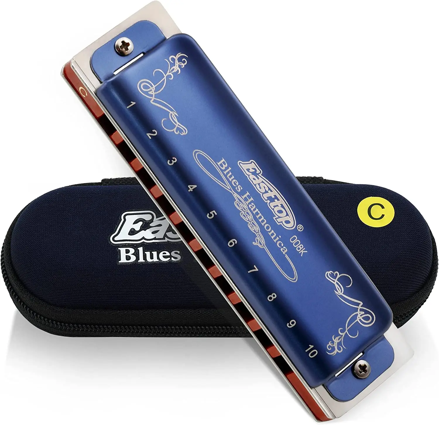 

EASTTOP mouth organ T008K Blues harmonica,key of F#,new blue color,good quality harmonica for beginner,player,gift