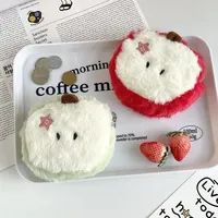 11cm Kawaii Cartoon Mini Apple Plush Zero Wallet Cute Red Apple Fruit Coin Purse Kids Wallet Headphone Key Storage Bag Girl Gift