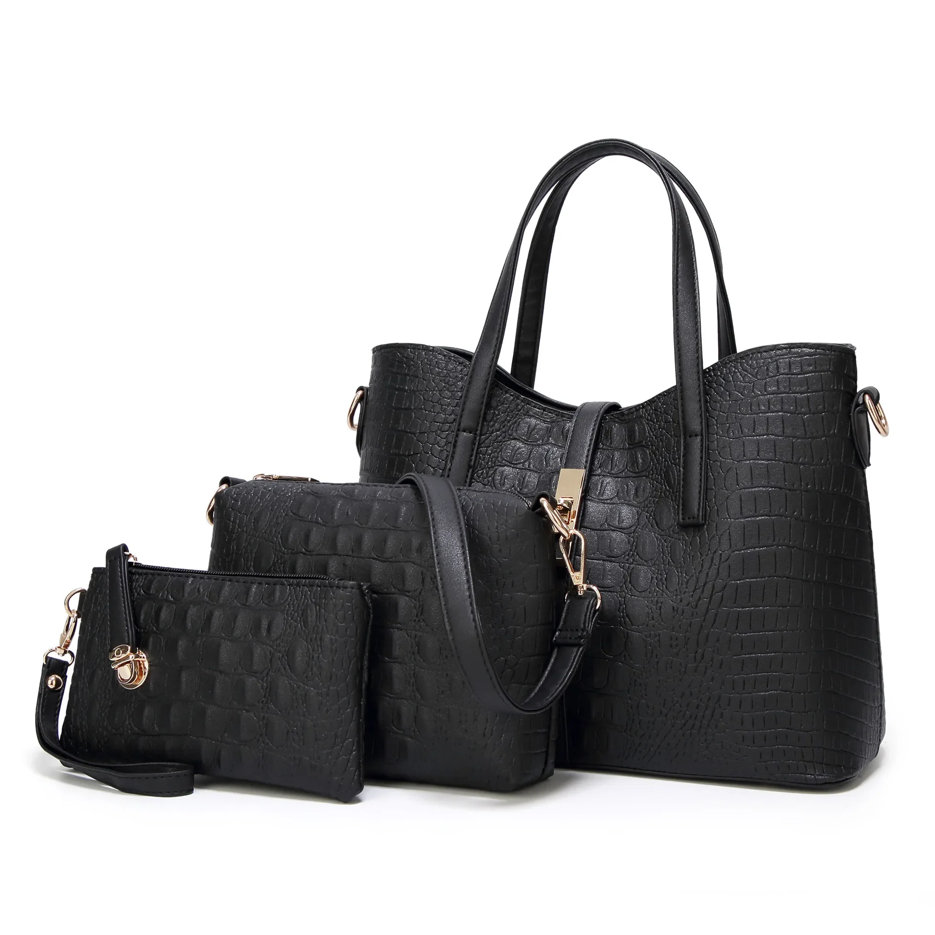 Fashion women's shoulder bag, crocodile pattern tote bag, portable child and mother bag combination