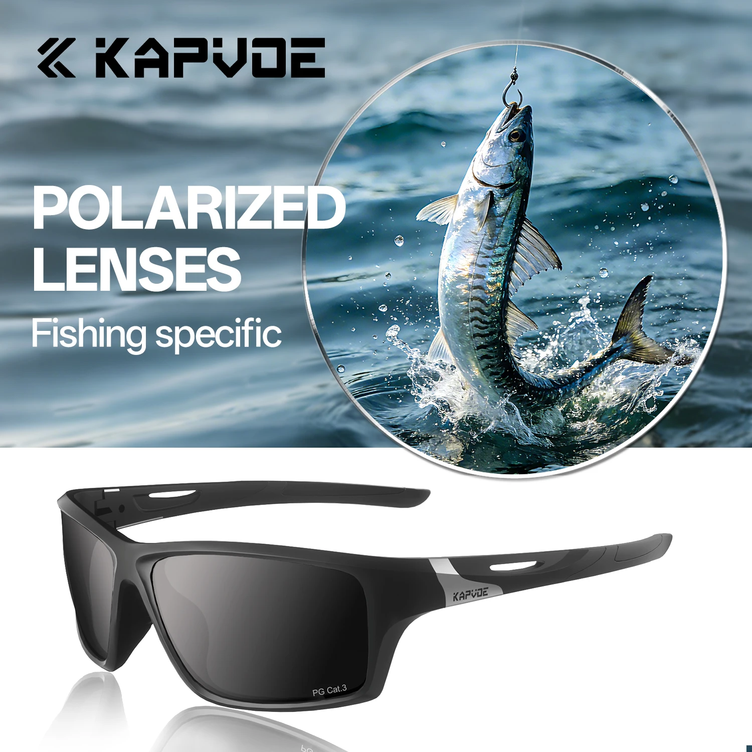 KAPVOE Outdoor Polarisierte Angelbrillen Strand Meer Angeln Radfahren UV400 MTB Sonnenbrillen Fahrrad Sport Wandern Eyewear