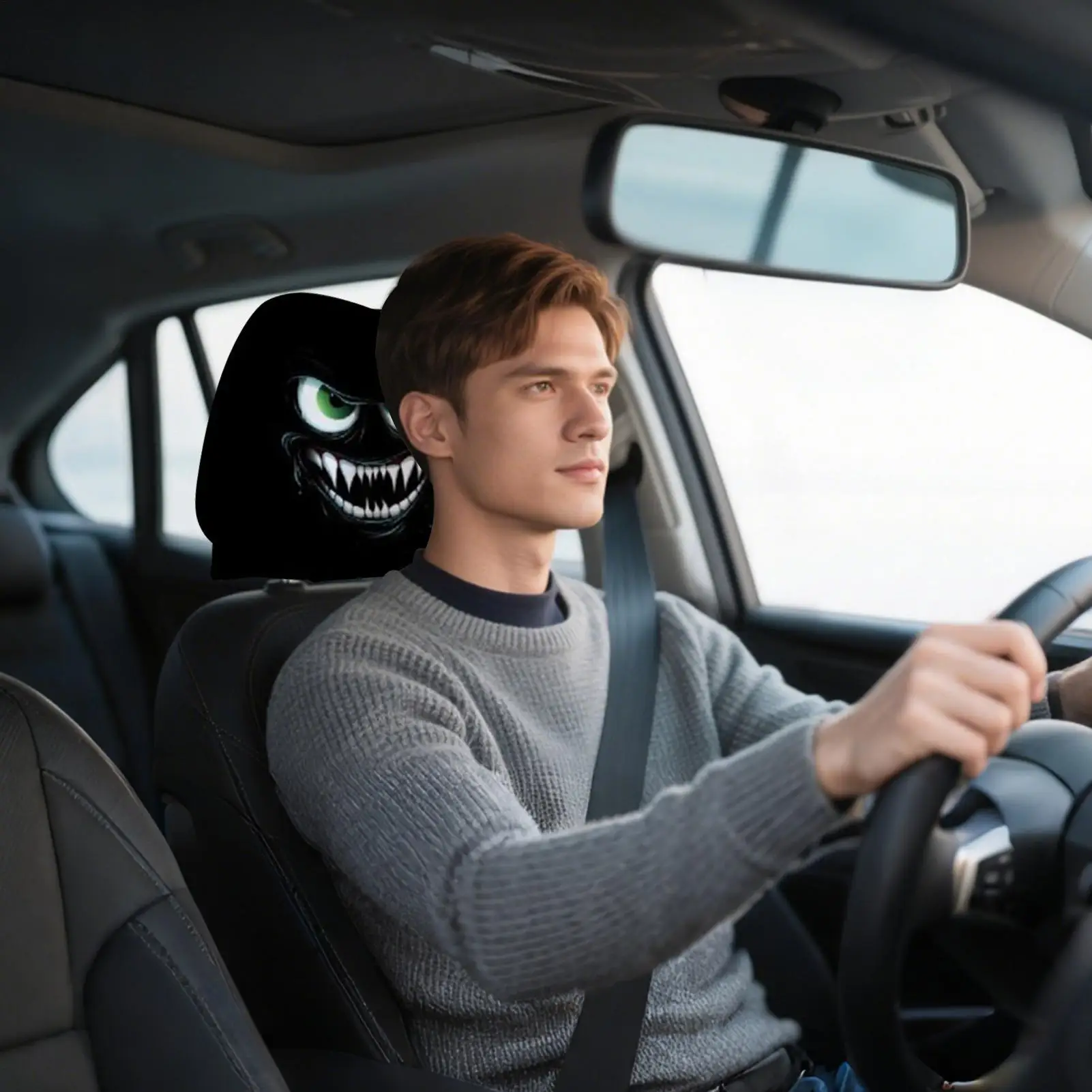 

Headrest Covers For Cars 2 Pieces Removable Head Rest Covers Protector Prank Pillowcase For Home Daily Outdoor Family Commute