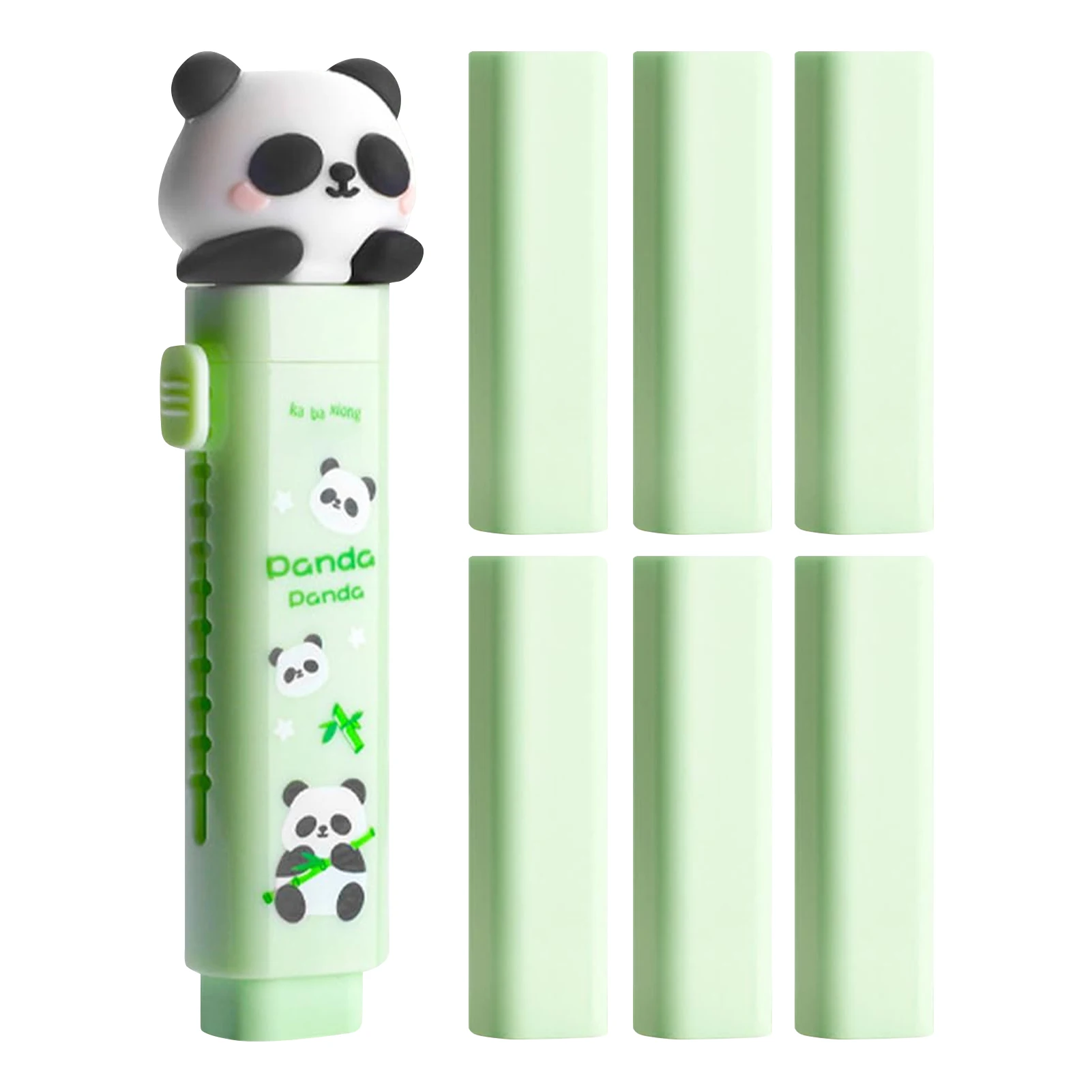 

Writing Student Soft Green Style School Supply Push Pull Mini Drawing Cartoon Eraser Portable Home Office Cute Panda For Kids