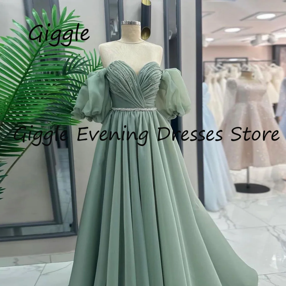 Giggle Organza A-line Sweetheart Ruffle Formal Elegant Prom Gown Floor Length luxury Evening Party Dresses for Women 2023