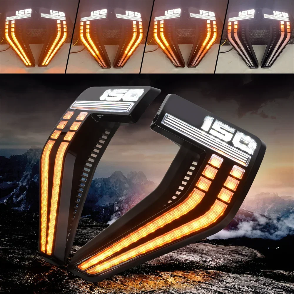 1Pair LED DRL Dynamic Turn Signal Light for Ford F-150 F150 2021 2022 Side Wing Rearview Mirror Indicator Flashing Blinker Lamp