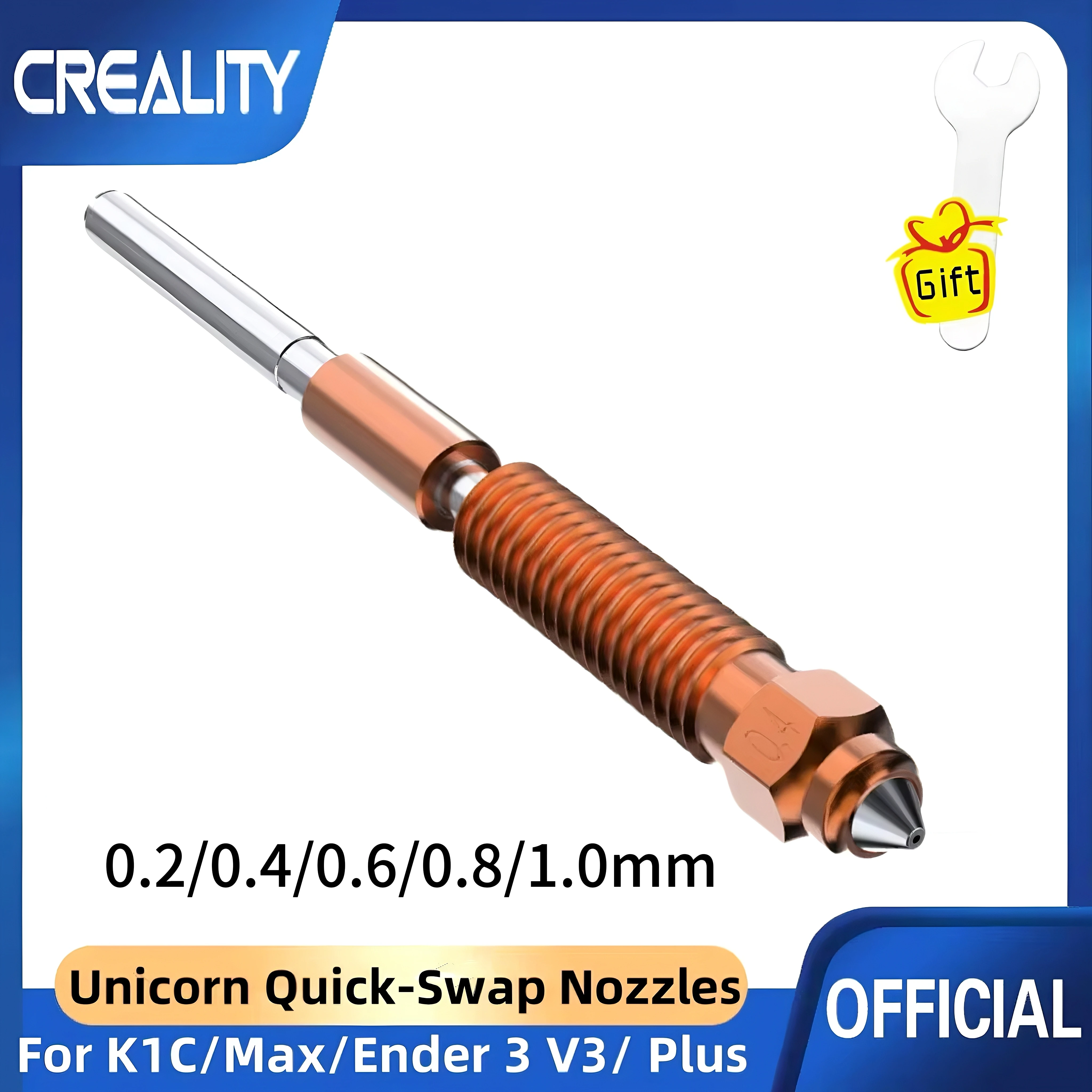 

Официальные сопла Creality K1C Unicorn Quick-Swap, сопло для 3D-принтера с высоким расходом, цельнометаллическое 0,2 мм/0,4 мм/0,6 мм/0,8 мм, 1 шт. в наличии