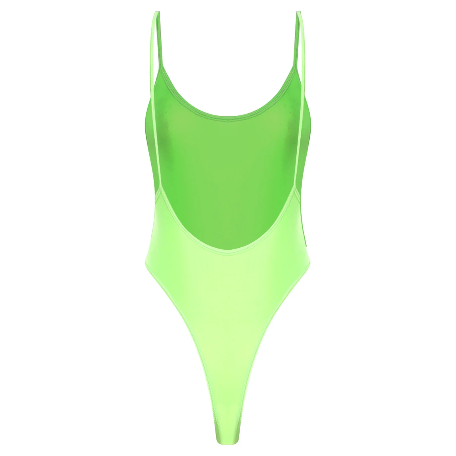Womens Swim Leotard Oil-shiny Glossy Swimsuit Nightwear Backless High-cut Stretchy Sling Bodysuit for Nightclub Beach Diving view 5