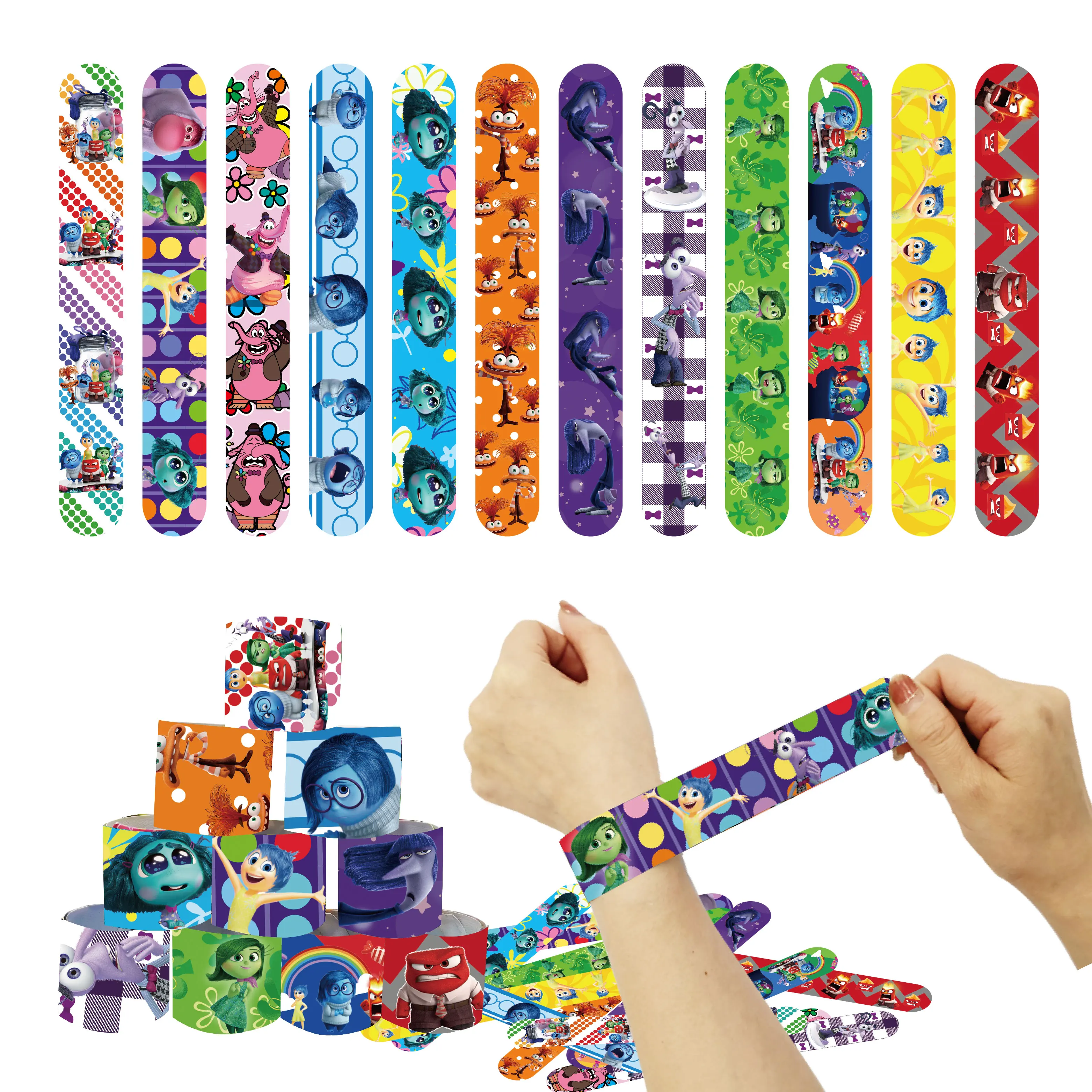 Disney Inside Out Birthday Party Supplies Favor Inside Out 2 Slap Bracelet Stickers Wriststrap for Kids Christmas Decorations