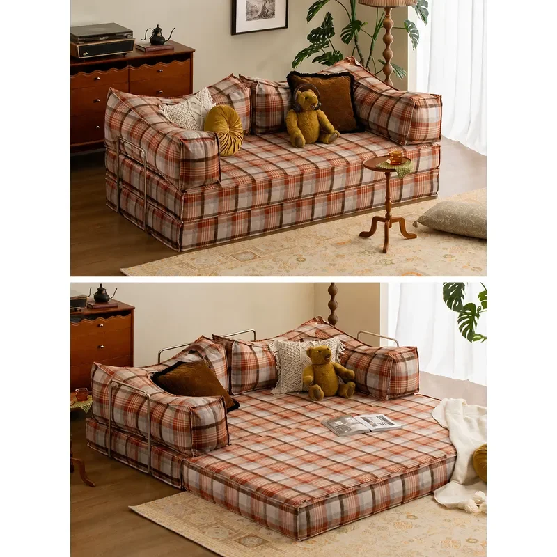 American Style Teddy Fabric Single Sofa Bed Foldable Dual Purpose Couch for Small Apartment Living Room 2026 New Design
