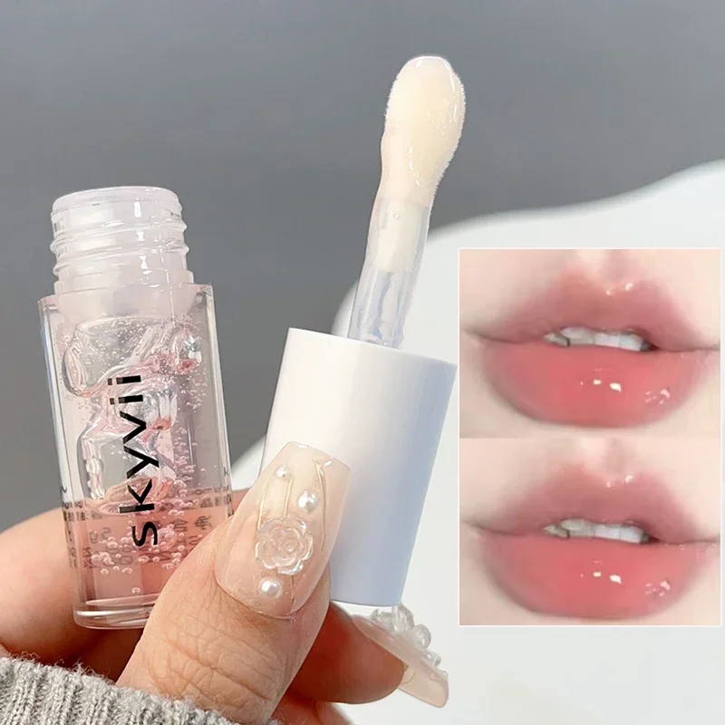 1PC Moisturizing Mirror Lip Gloss Lip Plumper Makeup Nutritious Liquid Lipstick Transparent Pink Lips Oil Korean Makeup Cosmetic