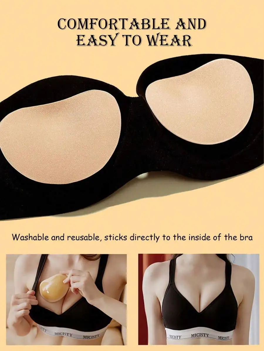 Silicone Sticky Bra Pads Push Up Inserts Washable Reusable For Women Sports Swimsuit Bikini