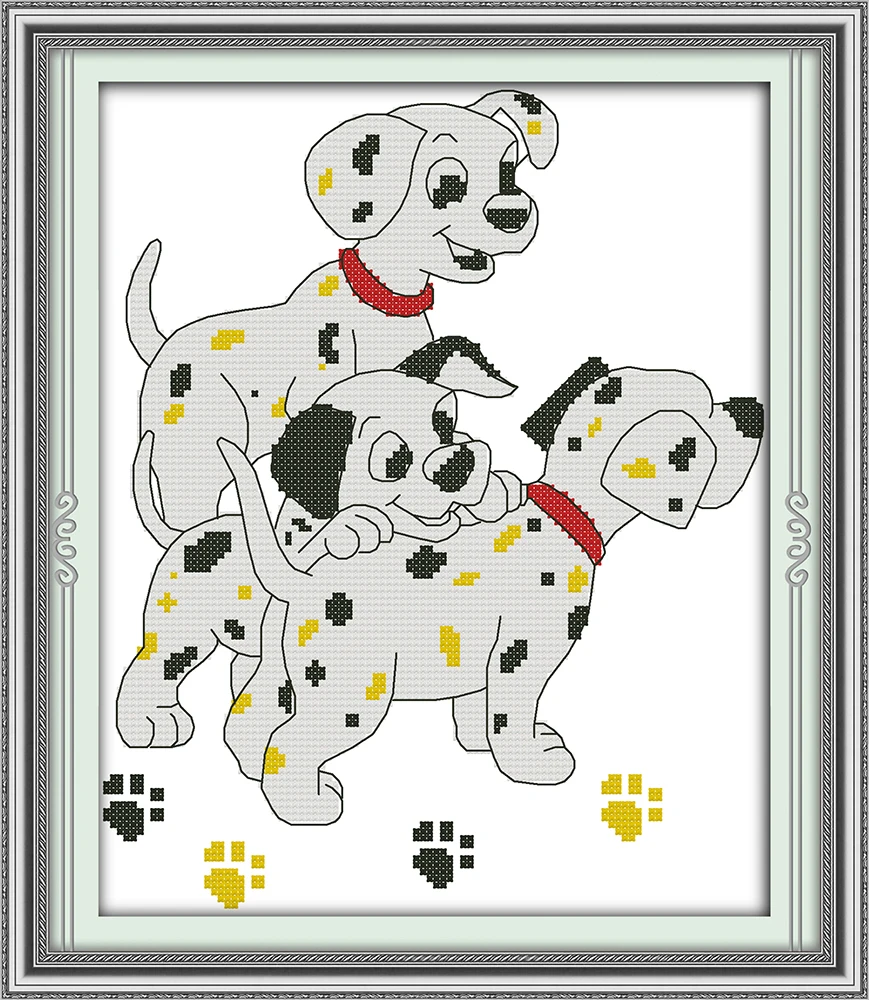 

Cross-stitch Complete Set Three Dalmatians Stamped Printed Counted Unprinted Cloth DMC Needlework Home Decor
