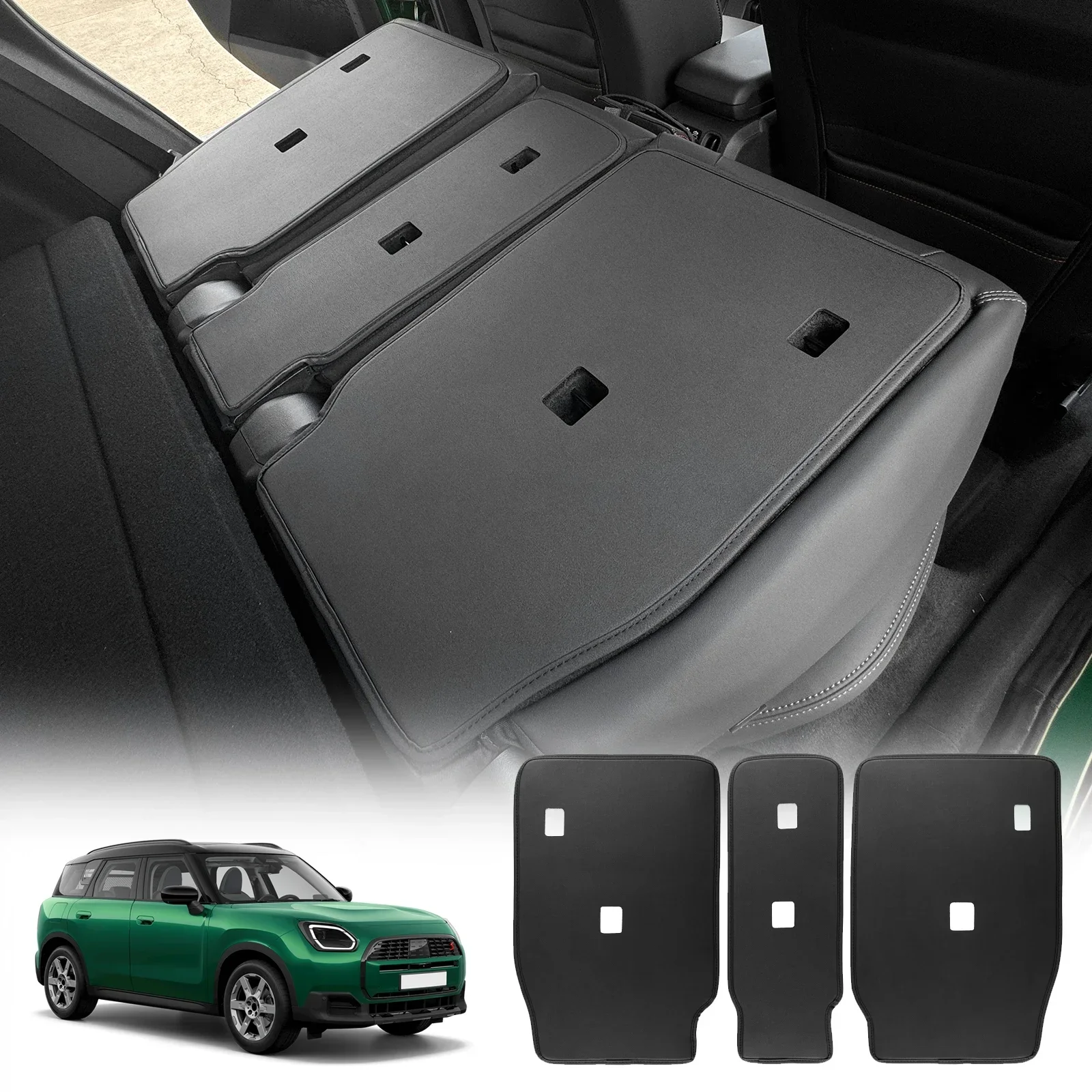 

3Pcs PU Leather Car Seat Anti Kick Pad For BMW Mini Countryman 2024 U25 Rear Protective Seat Back Anti Dirt Protective Mat