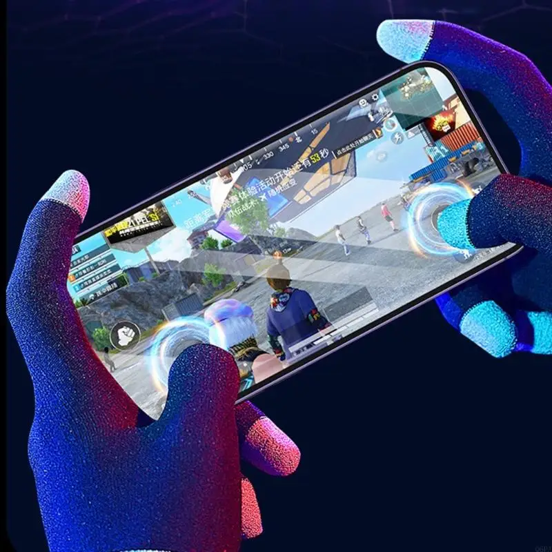 Game Playing Glove Highly Sensitive Gaming Finger Sleeves Anti-Sweat Breathable Keep Warm Compatible for E-Sports 1 Pair