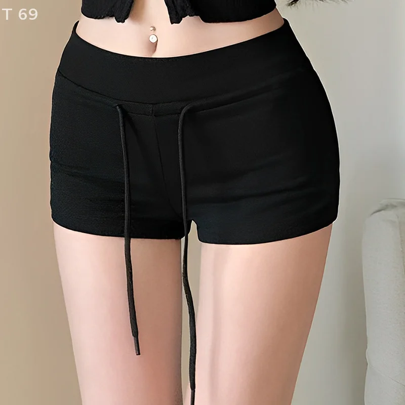 Pantaloni casual con coulisse casual solidi estivi da donna in stile sportivo coreano Leggings Pantaloni caldi sexy con avvolgenti sui fianchi Pantaloncini casual a vita bassa