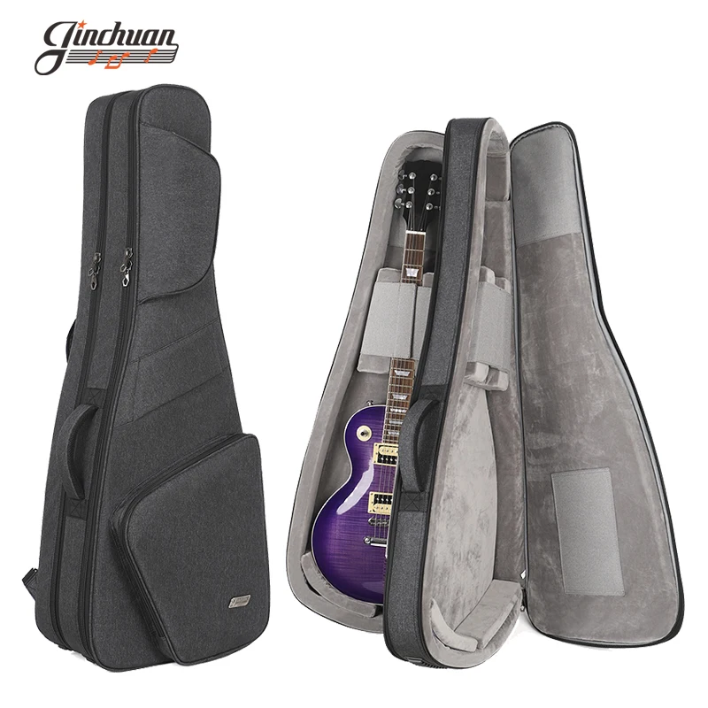 Jinchuan Wholesale Double Electric Guitar Bag Soft Case Interior Designed To Hold 2 Guitars For Electric Guitar Gig Bag