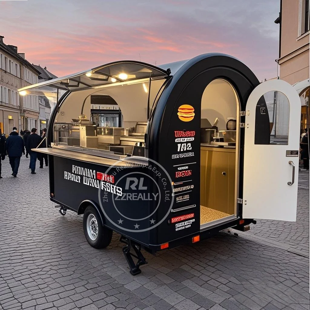 

Fast Food Truck Trailer Street Snack Kiosk Concession Food Trailer Coffee Ice Cream Hot Dog Cart Fully Equipped