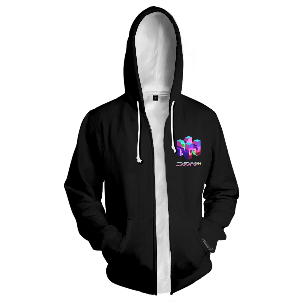 

3D-принт Game N64 Костюм Унисекс Толстовка с капюшоном на молнии Куртка Трикотажные изделия Униформа