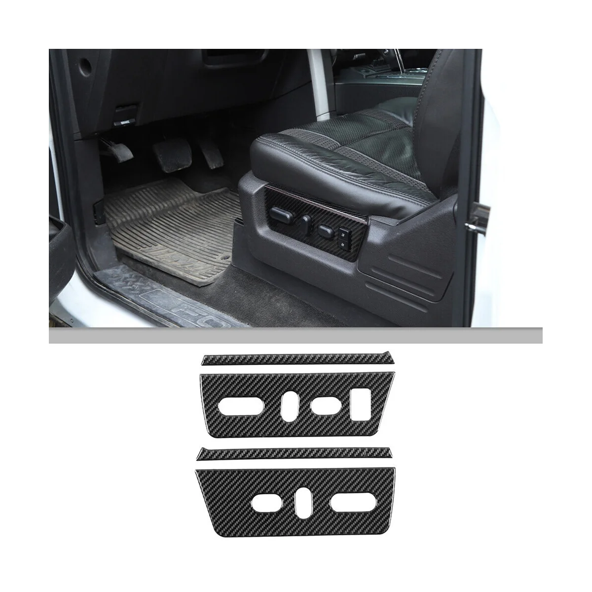 Seat Adjustment Panel Cover Trim Decoration Stickers for Ford F150 2009-2014 Interior Accessories - Soft Carbon Fiber