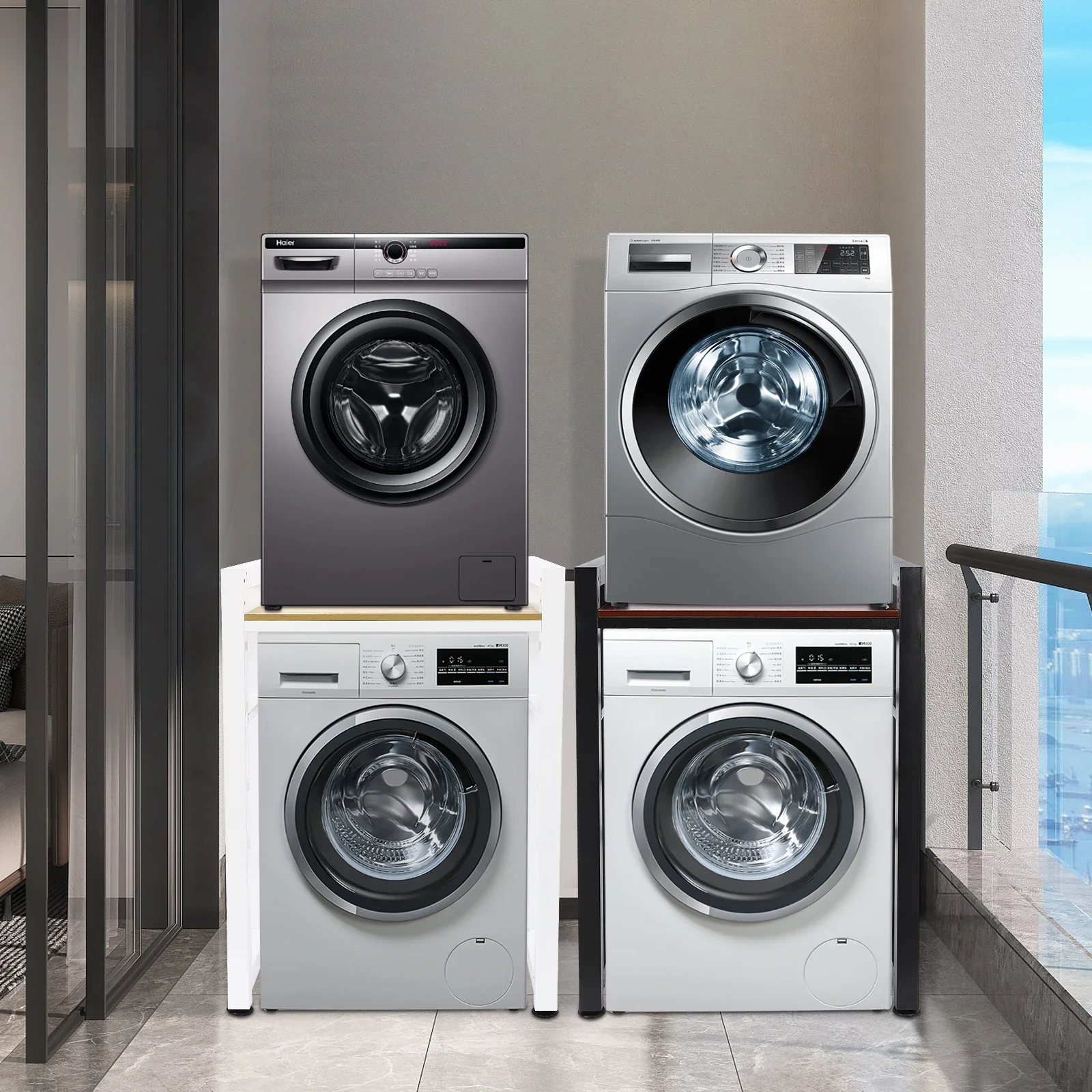 

Полка для хранения стиральной и сушильной машины, регулируемая стойка-органайзер для ванной комнаты, несущая 190 кг